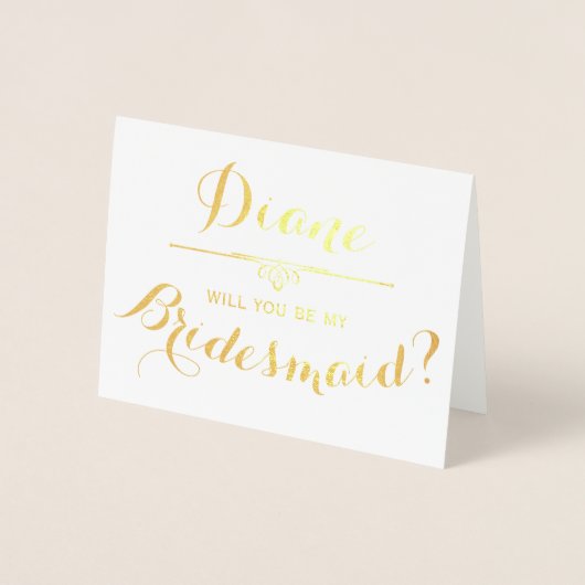 Wil je mijn bruidsmeisje zijn? Cursief gepersonali Folie Kaarten (Voorkant)