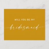 Wil je mijn bruidsmeisje zijn | Deep Mustard Yello Briefkaart (Voorkant)