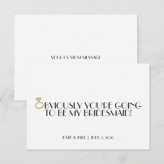 Wil je mijn bruidsmeisje zijn - Diamondly Gold? Kaart (Voorkant / Achterkant)