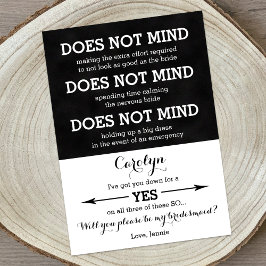 Wil je mijn bruidsmeisje zijn die het niet erg vin kaart