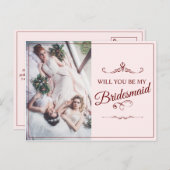 Wil je mijn bruidsmeisje zijn? Drie liegen bruidsm Aankondigingskaart (Voorkant / Achterkant)
