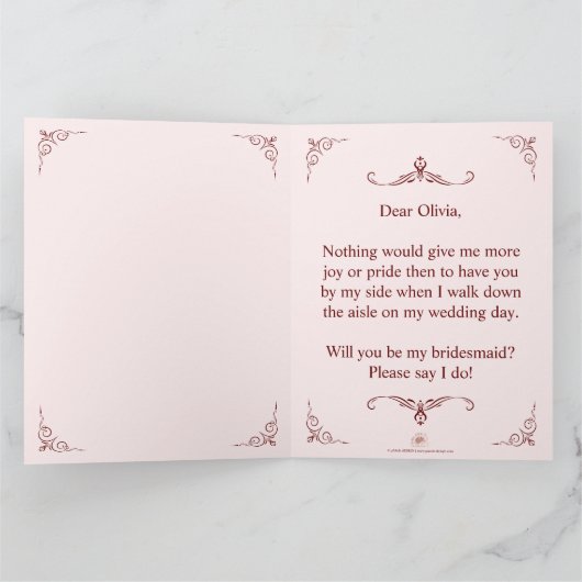 Wil je mijn bruidsmeisje zijn? Drie liegen bruidsm Bedankkaart (Binnen)