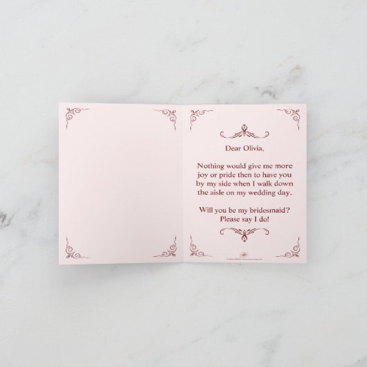 Wil je mijn bruidsmeisje zijn? Drie liegen bruidsm Bedankkaart (Binnen)