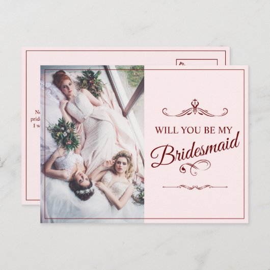 Wil je mijn bruidsmeisje zijn? Drie liegen bruidsm Briefkaart (Voorkant / Achterkant)