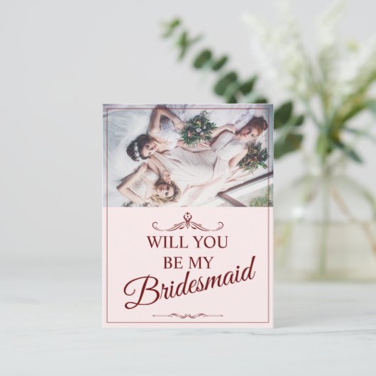 Wil je mijn bruidsmeisje zijn? Drie liegen bruidsm Briefkaart (Staand voorkant)