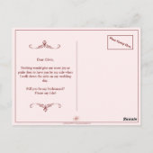 Wil je mijn bruidsmeisje zijn? Drie liegen bruidsm Briefkaart (Achterkant)