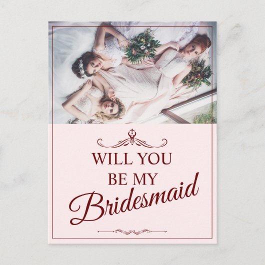Wil je mijn bruidsmeisje zijn? Drie liegen bruidsm Briefkaart (Voorkant)