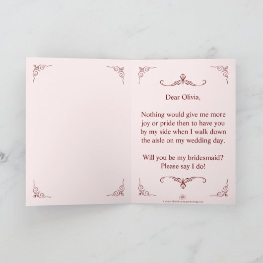 Wil je mijn bruidsmeisje zijn? Drie liegen bruidsm Feestdagen Kaart (Binnen)