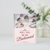 Wil je mijn bruidsmeisje zijn? Drie liegen bruidsm Feestdagenkaart (Staand voorkant)