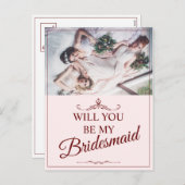 Wil je mijn bruidsmeisje zijn? Drie liegen bruidsm Feestdagenkaart (Voorkant / Achterkant)