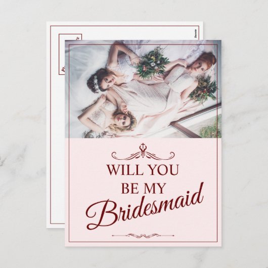 Wil je mijn bruidsmeisje zijn? Drie liegen bruidsm Feestdagenkaart (Voorkant / Achterkant)