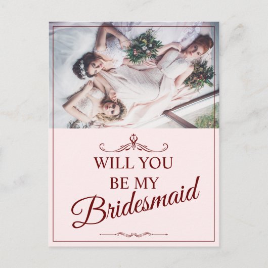 Wil je mijn bruidsmeisje zijn? Drie liegen bruidsm Feestdagenkaart (Voorkant)