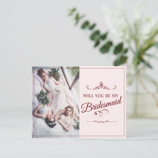 Wil je mijn bruidsmeisje zijn? Drie liegen bruidsm Feestdagenkaart (Staand voorkant)