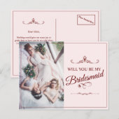 Wil je mijn bruidsmeisje zijn? Drie liegen bruidsm Feestdagenkaart (Voorkant / Achterkant)