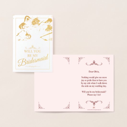 Wil je mijn bruidsmeisje zijn? Drie liegen bruidsm Folie Kaarten (Display)