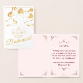 Wil je mijn bruidsmeisje zijn? Drie liegen bruidsm Folie Kaarten (Display)