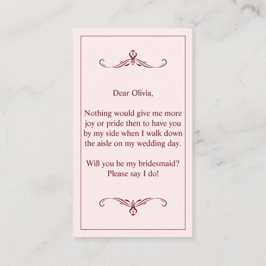 Wil je mijn bruidsmeisje zijn? Drie liegen bruidsm Informatiekaartje (Achterkant)