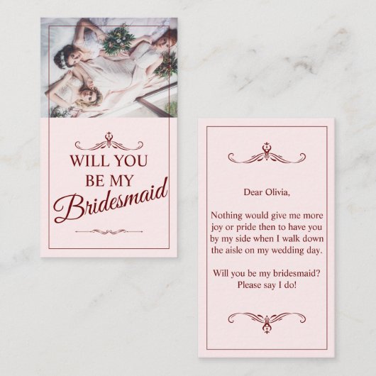 Wil je mijn bruidsmeisje zijn? Drie liegen bruidsm Informatiekaartje (Voorkant / Achterkant)