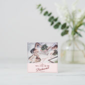 Wil je mijn bruidsmeisje zijn? Drie liegen bruidsm Informatiekaartje (Staand voorkant)