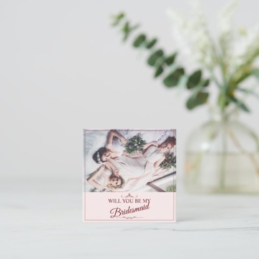 Wil je mijn bruidsmeisje zijn? Drie liegen bruidsm Informatiekaartje (Staand voorkant)