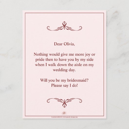 Wil je mijn bruidsmeisje zijn? Drie liegen bruidsm Informatiekaartje (Achterkant)