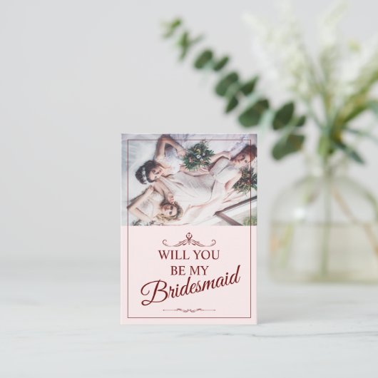 Wil je mijn bruidsmeisje zijn? Drie liegen bruidsm Informatiekaartje (Staand voorkant)