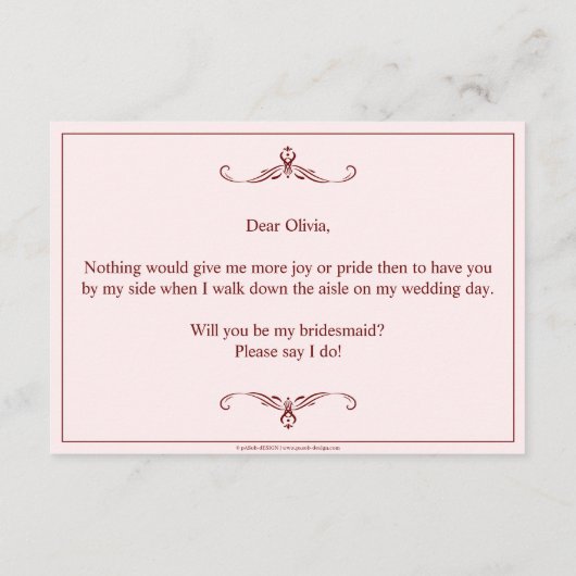 Wil je mijn bruidsmeisje zijn? Drie liegen bruidsm Informatiekaartje (Achterkant)