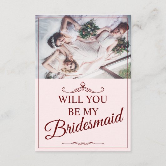 Wil je mijn bruidsmeisje zijn? Drie liegen bruidsm Informatiekaartje (Voorkant)