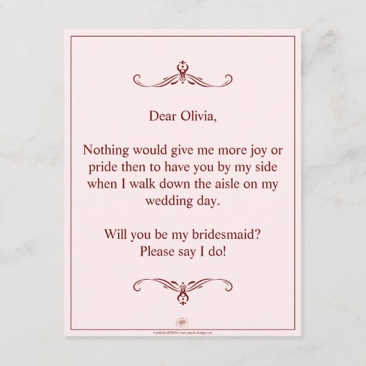 Wil je mijn bruidsmeisje zijn? Drie liegen bruidsm Informatiekaartje (Achterkant)