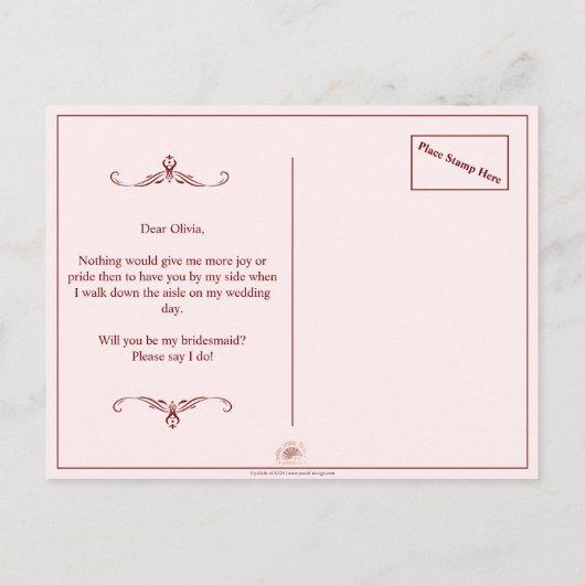 Wil je mijn bruidsmeisje zijn? Drie liegen bruidsm Uitnodiging Briefkaart (Achterkant)