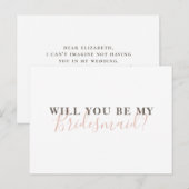 Wil je mijn bruidsmeisje zijn. Eenvoudige kalligra Uitnodiging Briefkaart (Voorkant / Achterkant)