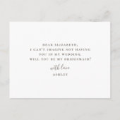 Wil je mijn bruidsmeisje zijn. Eenvoudige kalligra Uitnodiging Briefkaart (Achterkant)