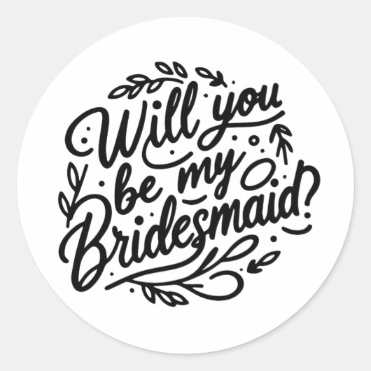 Wil je mijn bruidsmeisje zijn? Elegant blad Ronde Sticker (Voorkant)