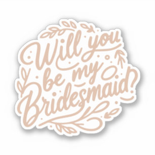 Wil je mijn bruidsmeisje zijn? Elegant Bladgroen Sticker
