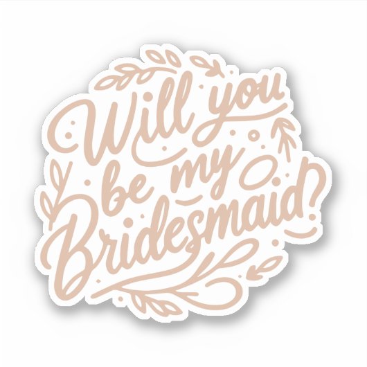 Wil je mijn bruidsmeisje zijn? Elegant Bladgroen Sticker (Voorkant)