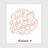 Wil je mijn bruidsmeisje zijn? Elegant Bladgroen Sticker (Vel)