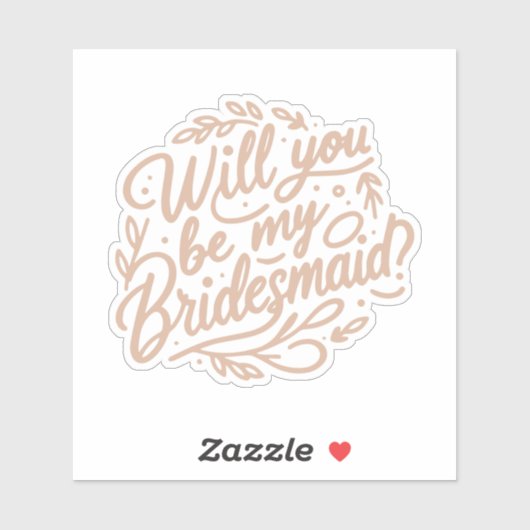 Wil je mijn bruidsmeisje zijn? Elegant Bladgroen Sticker (Vel)