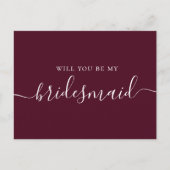 Wil je mijn bruidsmeisje zijn. Elegant bourgogne s Uitnodiging Briefkaart (Voorkant)