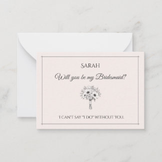 Wil je mijn bruidsmeisje zijn | Elegant Minimalist Notitiekaartje