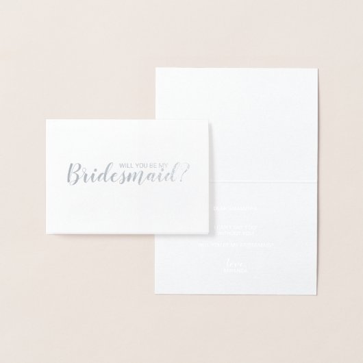 Wil je mijn bruidsmeisje zijn? Elegant zilver Folie Kaarten (Display)
