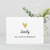 Wil je mijn bruidsmeisje zijn? Elegante gouden har Kaart (Staand voorkant)