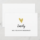 Wil je mijn bruidsmeisje zijn? Elegante gouden har Kaart (Voorkant / Achterkant)