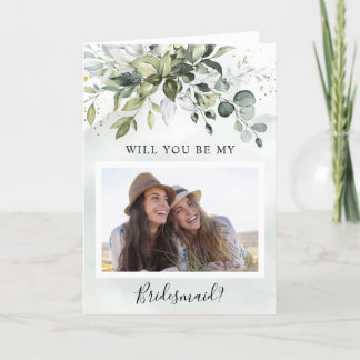 Wil je mijn bruidsmeisje zijn Foto Groene decorati Kaart