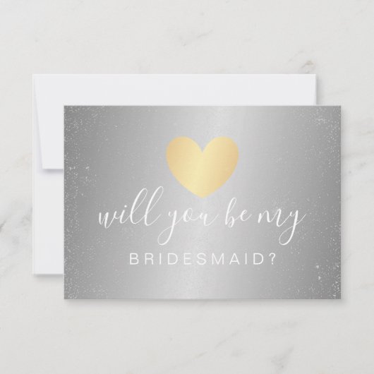 Wil je mijn bruidsmeisje zijn - Glam Heart Gold Si Kaart (Voorkant)