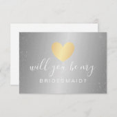 Wil je mijn bruidsmeisje zijn - Glam Heart Gold Si Kaart (Voorkant / Achterkant)