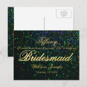 Wil je mijn bruidsmeisje zijn? Glitterlook Uitnodiging Briefkaart (Voorkant / Achterkant)