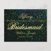 Wil je mijn bruidsmeisje zijn? Glitterlook Uitnodiging Briefkaart (Voorkant)