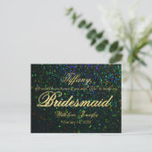 Wil je mijn bruidsmeisje zijn? Glitterlook Uitnodiging Briefkaart (Staand voorkant)