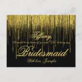 Wil je mijn bruidsmeisje zijn? Golden Confetti Gli Uitnodiging Briefkaart (Voorkant)