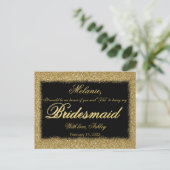 Wil je mijn bruidsmeisje zijn? Golden Glitter Bord Uitnodiging Briefkaart (Staand voorkant)